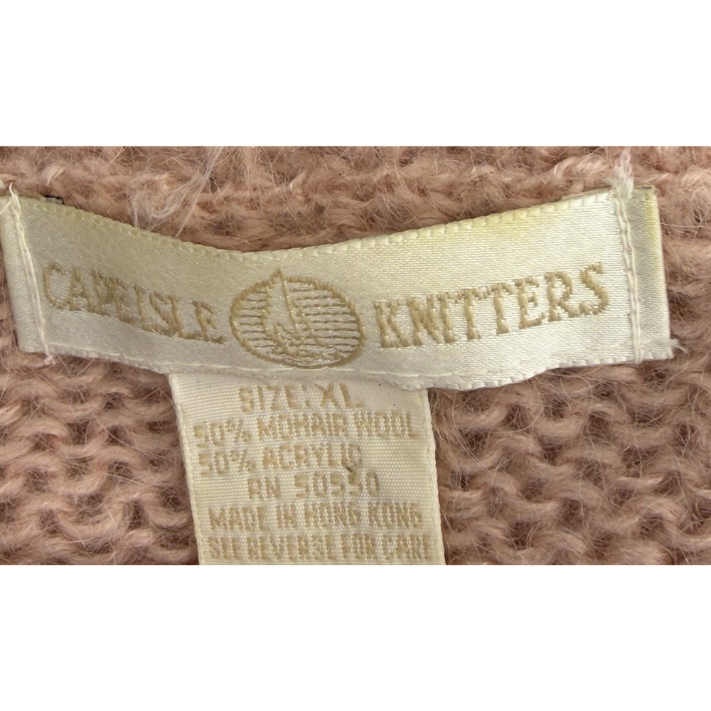 Vintage Mohair Sweater Womens XL Pink Oversized Cape Isle Knitters Cozy - Picture 5 of 5